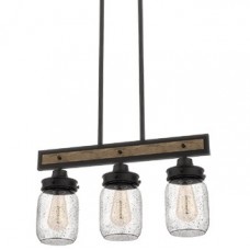 Φωτιστικό Κρεμαστό 3xE27 230V Ματ Μαύρο με Ξύλο 955PIERA3/BL